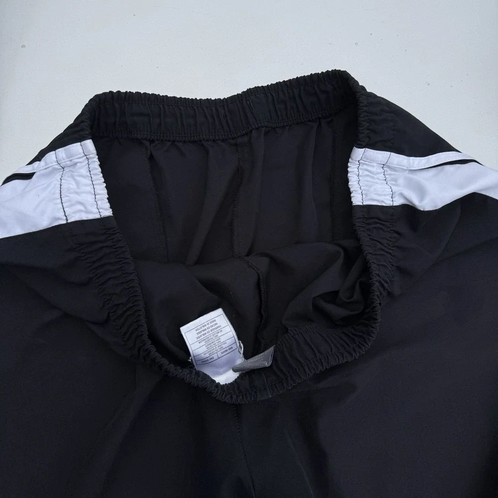 00s Nike Track Pants Striped Poly Sweatpants Size LG 10/12 Black/white Classic